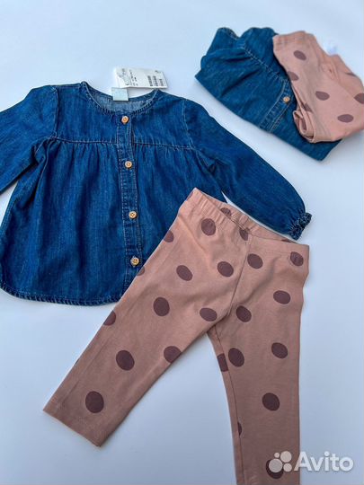 Рубашка джинсовая и H&M 74, 80, 86, 92