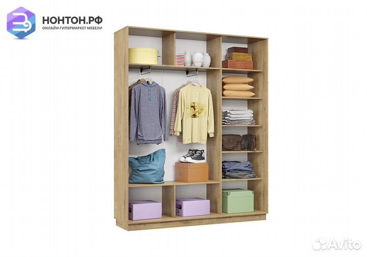 Шкаф-купе трёхдверный Процион с 1 зеркалом бунратт