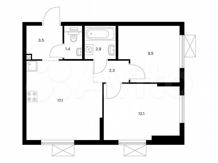 2-к. квартира, 48,8 м², 25/25 эт.