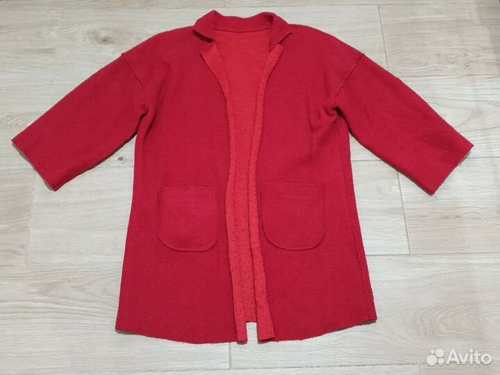 Кардиган женский красный тёплый
