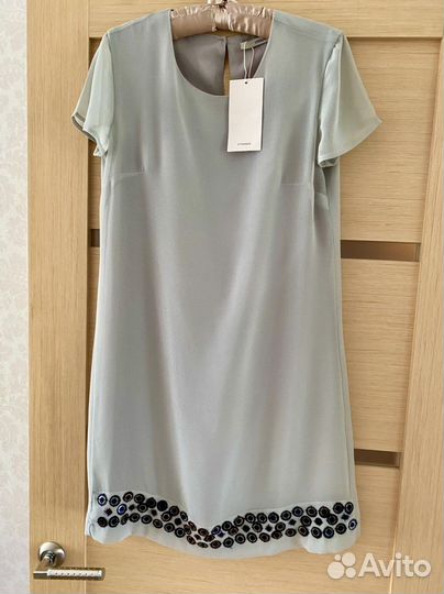 Шифоновое платье цвет фисташки Uterque