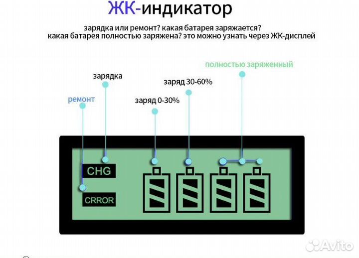 Зарядное устройство для акб AA/AAA