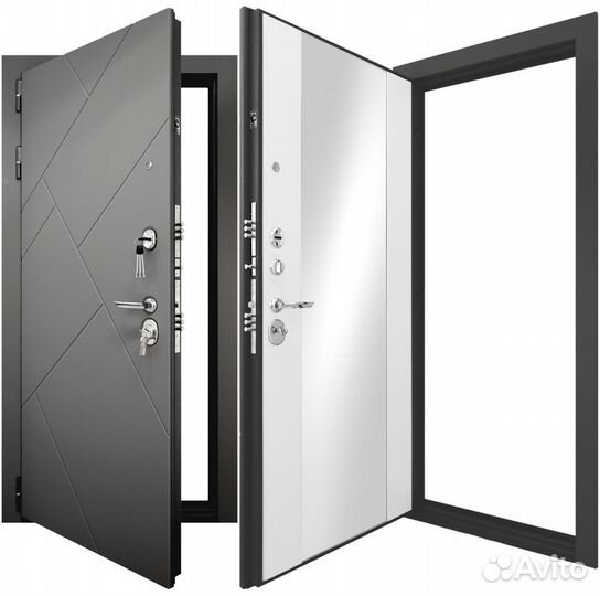 Стальная дверь Броня Х7 с большим зеркалом