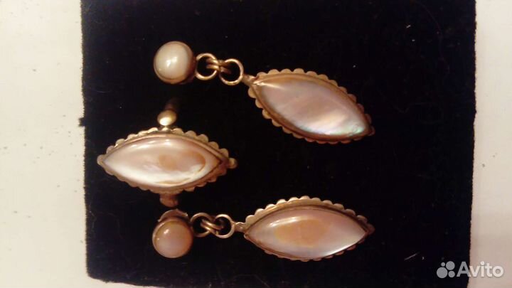 Серьги и кольцо, натуральный перламутр
