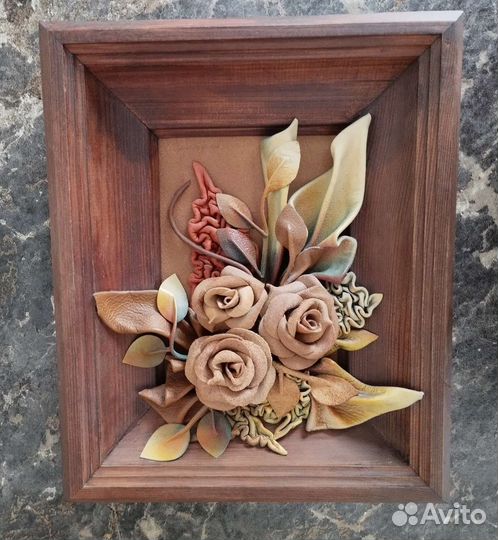 Панно. картина натуральная кожа 25х30