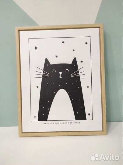 Картина постер Кот, в рамке