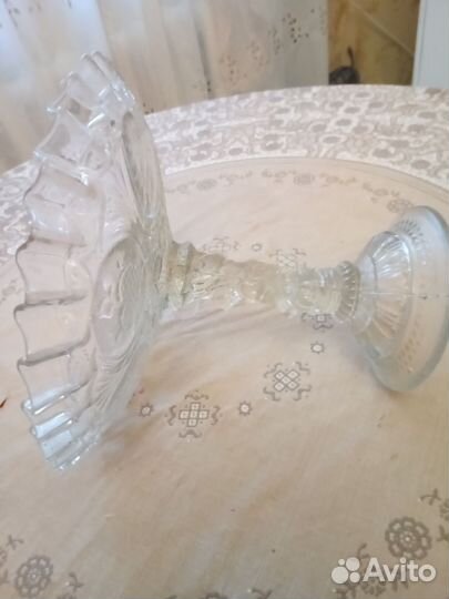 Ваза для фруктов на ножке цветное стекло СССР