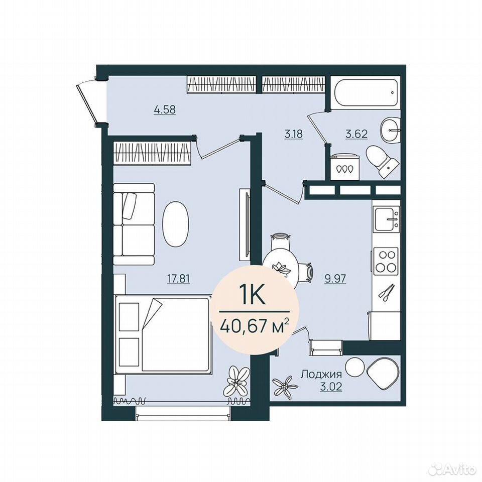1-к. квартира, 40,7 м², 12/12 эт., Херсон