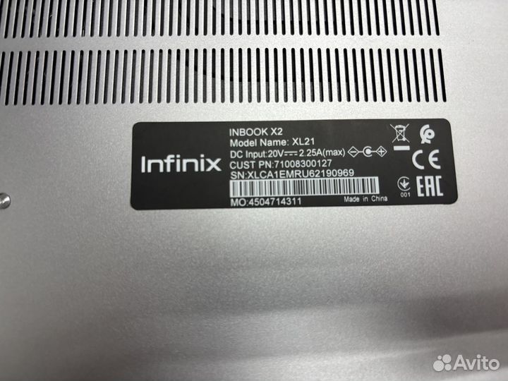 Ноутбук Infinix inbook x2