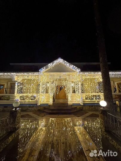 Гирлянда бахрома (каучук) 100 д на 3 метра, теплый