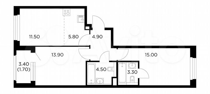 3-к. квартира, 60,6 м², 13/23 эт.