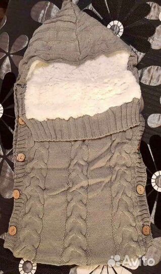 Меховой Вязаный Конверт новый
