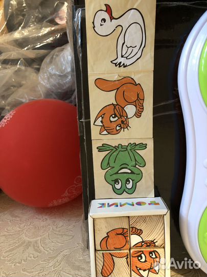 Пазлы деревянные и кубики деревянные