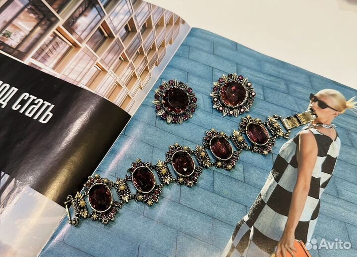 Винтажный комплект серьги и браслет