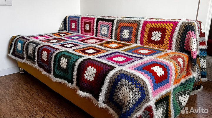 Плед вязаный ручная работа 260*158 см