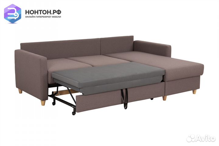 Диван угловой дельфин Дилан коричневый