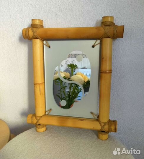 Панно с анаграммой, рамка бамбук