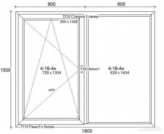 Окна пластиковые пвх 1800*1500h, внешний цветной