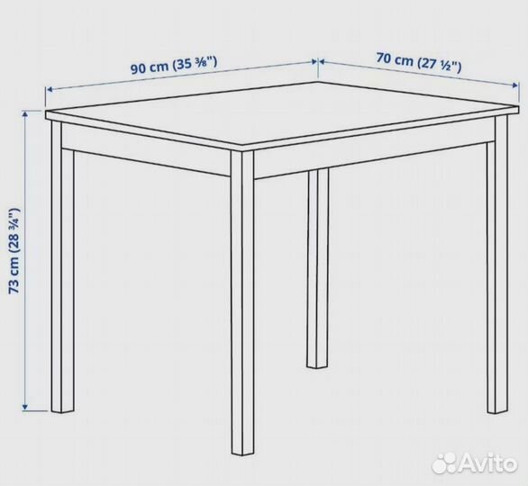 Стол деревянный (сосна) Икея 90*70