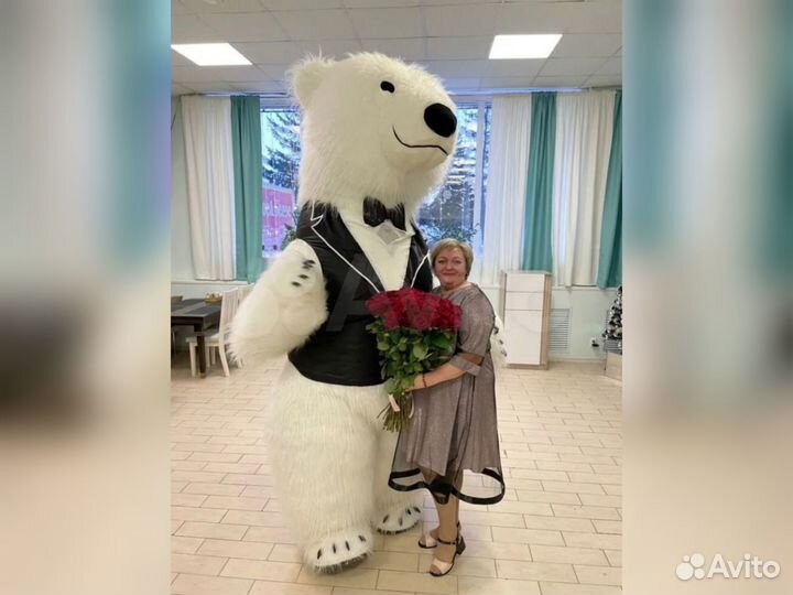 Белый мишка поздравление (шарики в подарок)