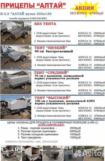 Прицеп легковой Б-25 алтай 255х130