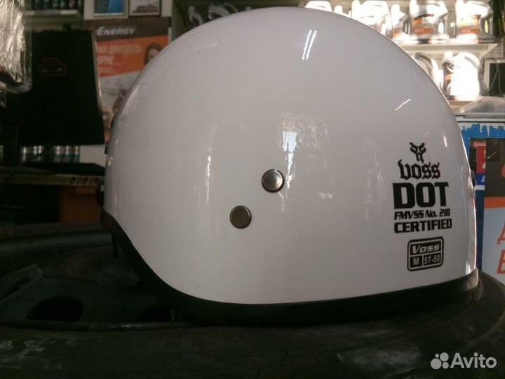 Винтажный мотошлем Voss M с визором и козырьком