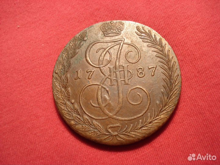 Монета 1787 тм Таврическая Медь Екатерина 2 Медная