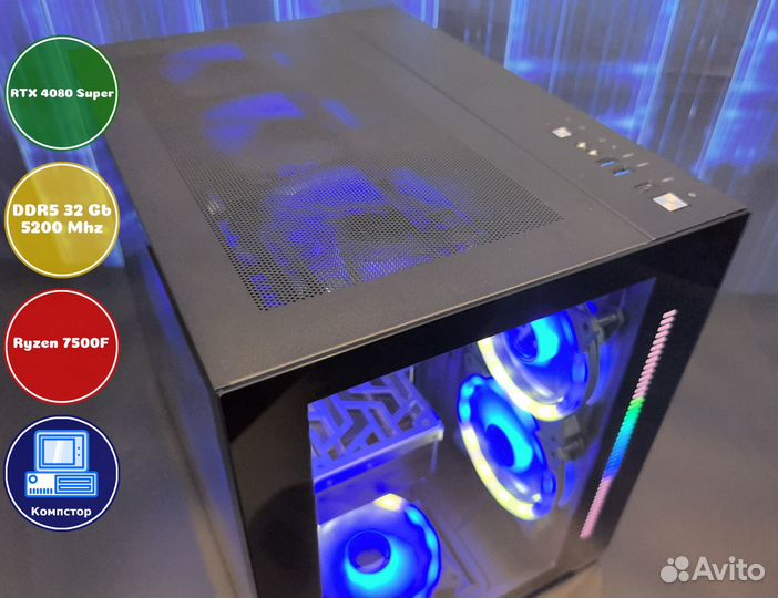 Мощный игровой пк AMD7500F-RTX4080SUP-32DDR5-UZR8536