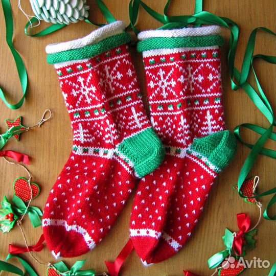 Шерстяные вязаные носки 