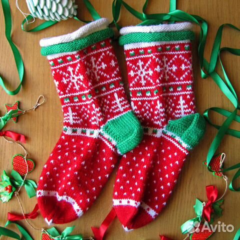 Шерстяные вязаные носки 