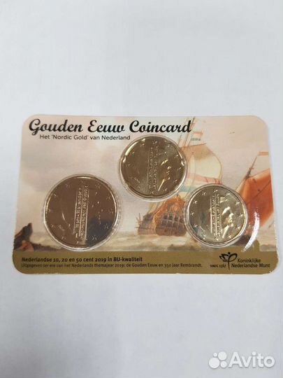 Евроценты 10, 20, 50 Нидерланды 2019 BU
