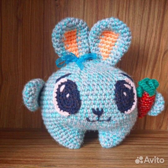 Мягкие вязаные игрушки медведь, зайчик, самолёт