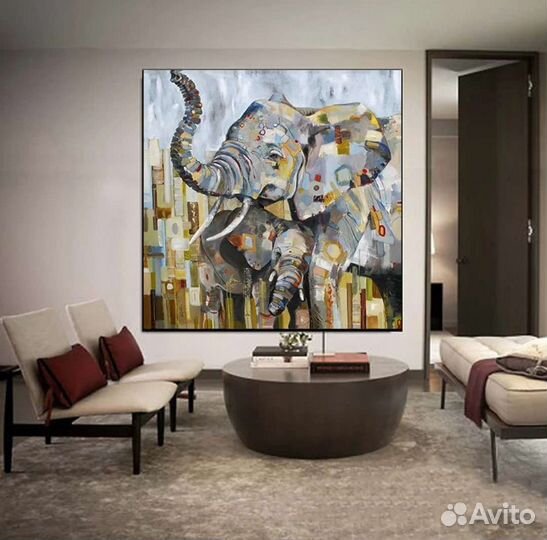 Картина маслом Слон Абстрактная живопись маслом