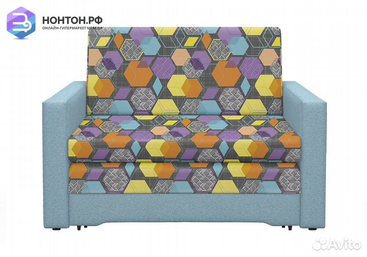 Диван выкатной Виктория-5 с узором голубой