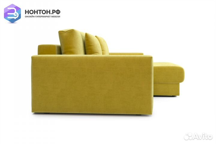 Диван угловой тик-так Монарх горчичный
