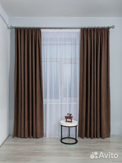 Готовый комплект штор велюр-канвас