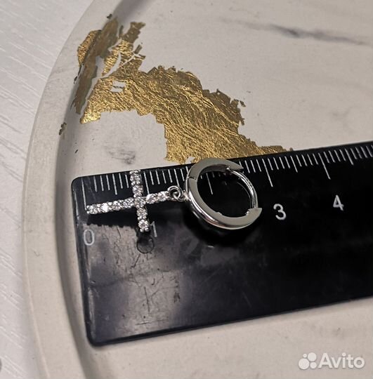 Серьги бриллиант муассанит крест 0,36ct