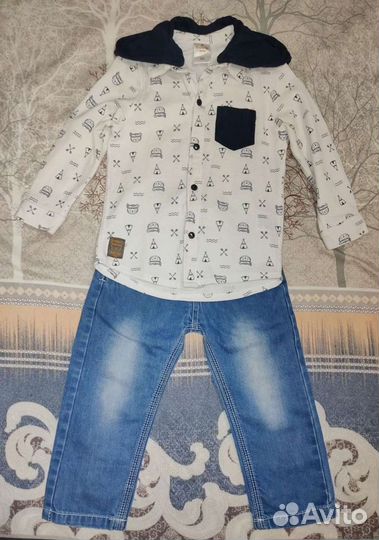 Рубашка и джинсы на мальчика 86 размер