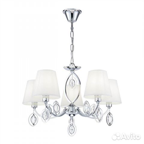 Люстра подвесная металл и текстиль в спальню