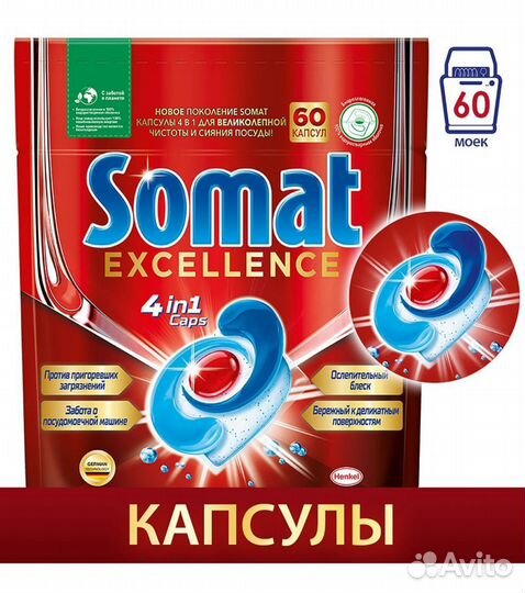 Капсулы для посудомоечной машины 60 somat