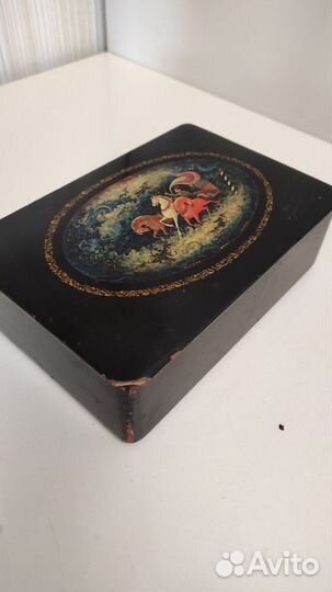 Шкатулка Мстера бесы Шилов.Лак, папье маше. Винтаж