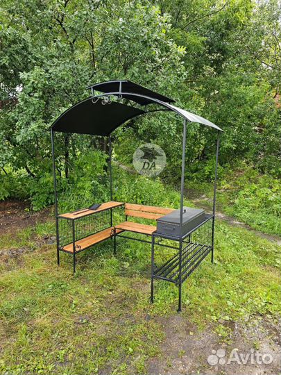 Мангал беседка со скамейкой