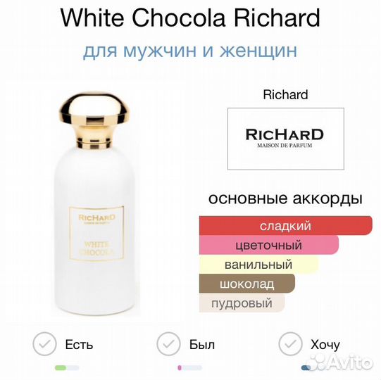 Richard White Chocola духи высокой концентрации