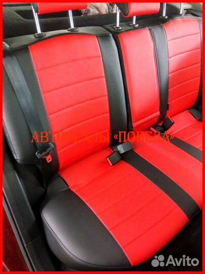 Чехлы Nissan Qashqai 1 из экокожи чёрно-красные