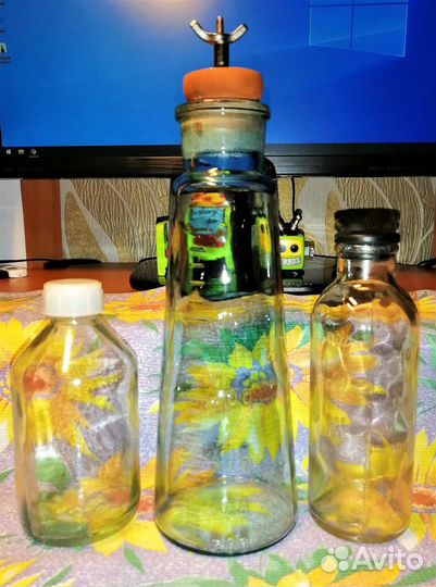 Бутылки склянки СССР с притёртой крышкой