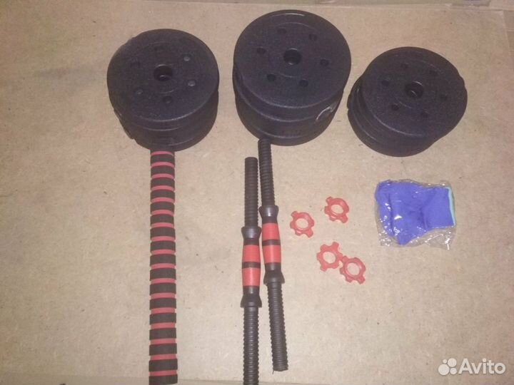 Набор гантелей, штанга 2шт х 10кг комплект. новые