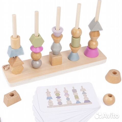 Деревянный сортер-пирамидка с заданиями