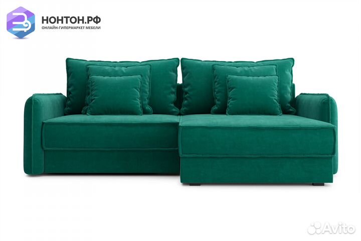 Диван угловой тик-так Антей изумрудный