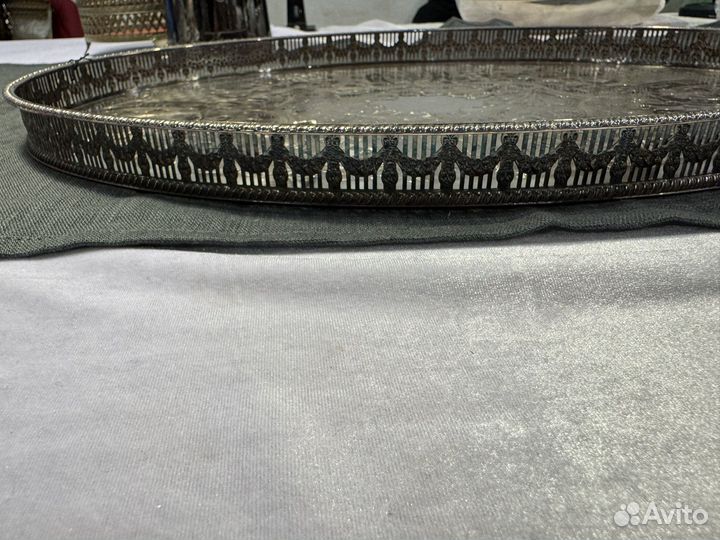 Большой английский поднос посеребрение