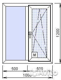 Пластиковое окно 1000*1200мм